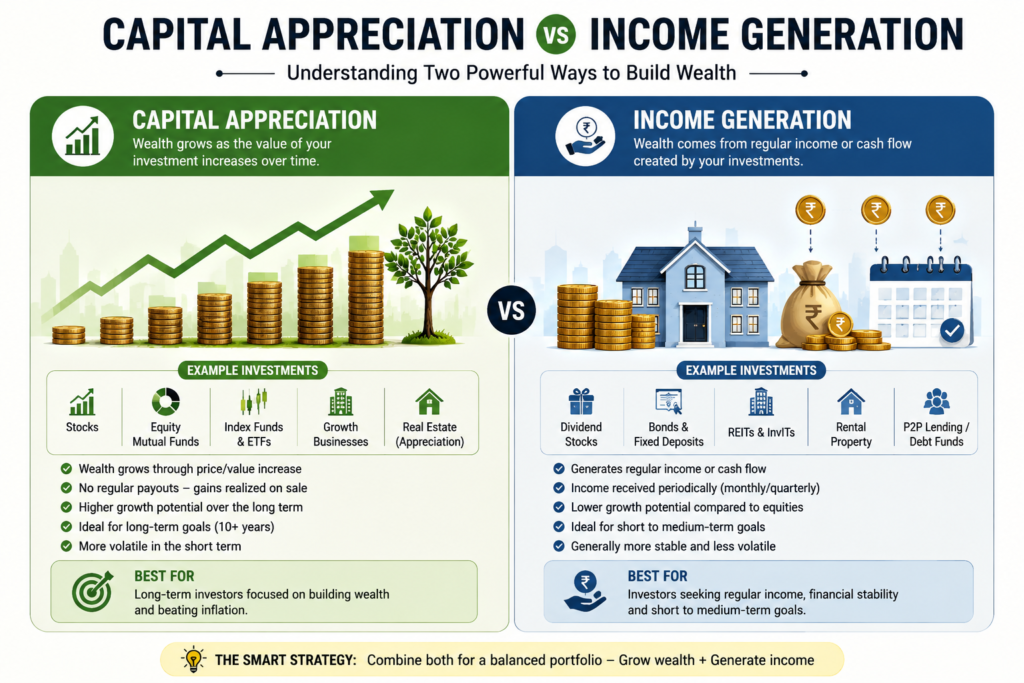 Capital Appreciation vs Income Generation